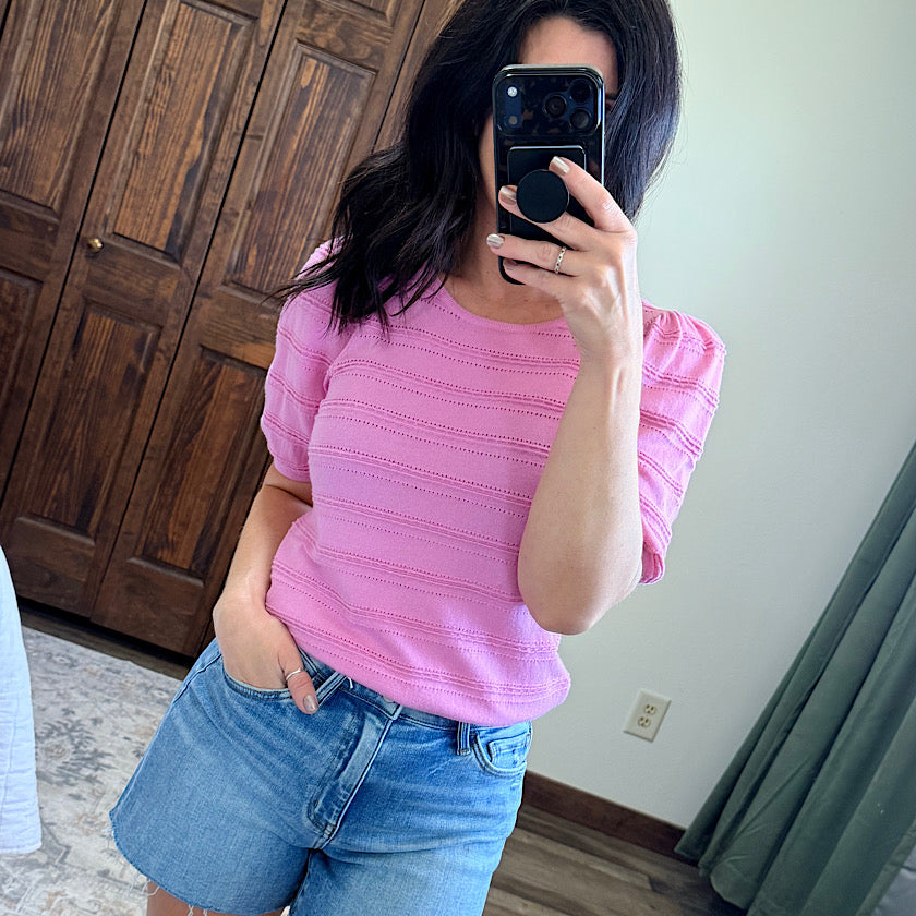 Bubble Gum Balloon Sleeve Top