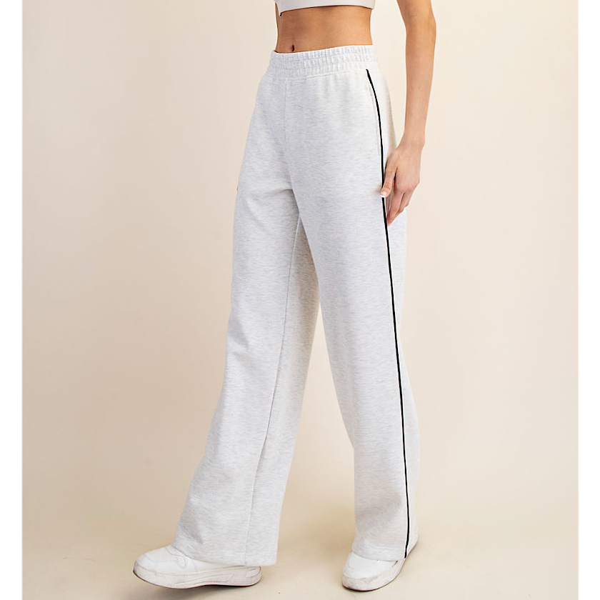 Gray with Black Piping Scuba Straight Pant