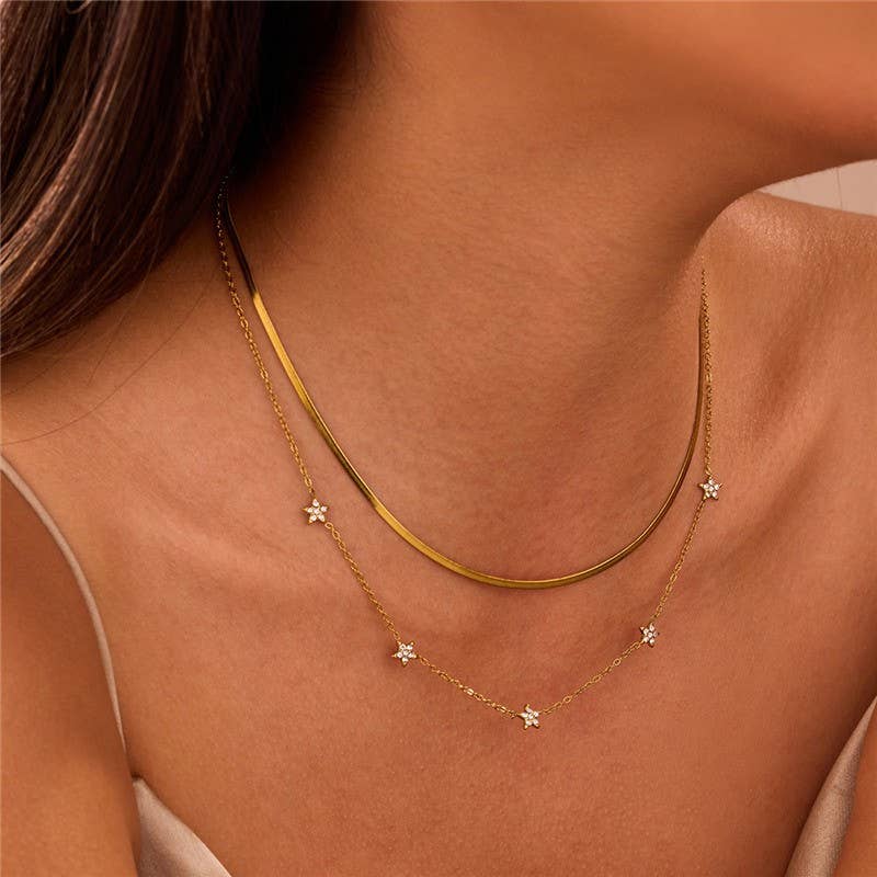 18K SS TARNISH FREE LAYERED NECKLACE