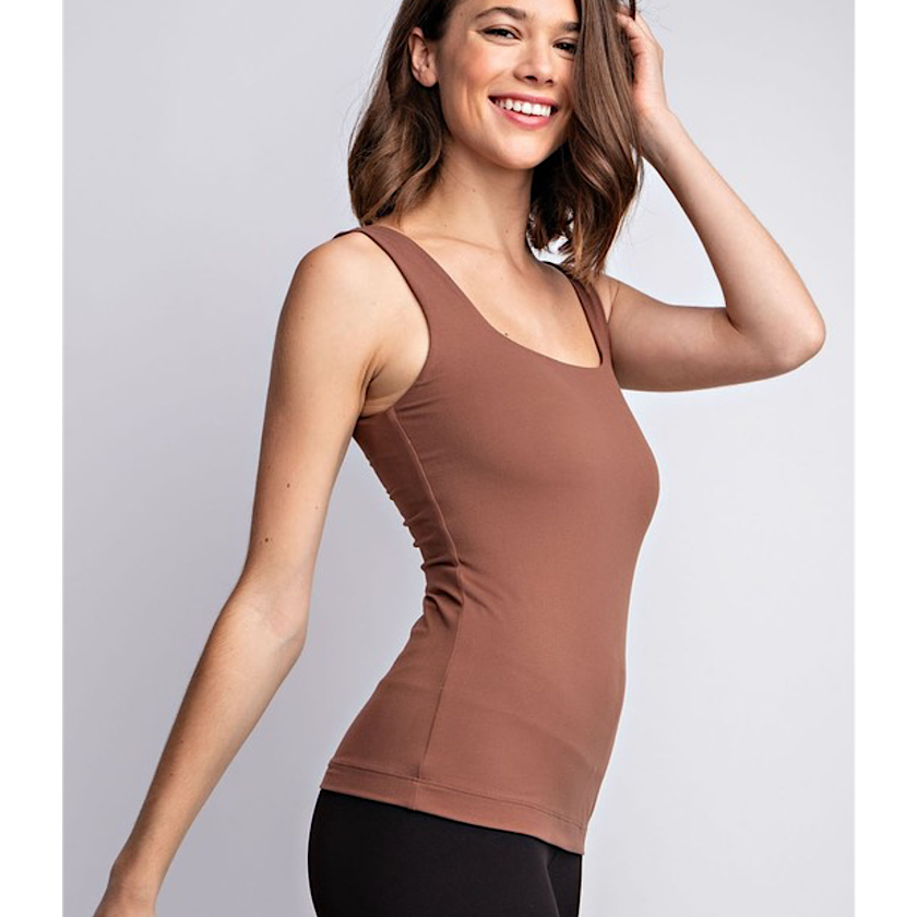 Smoky Topaz Square Neckline Tank - Curvy