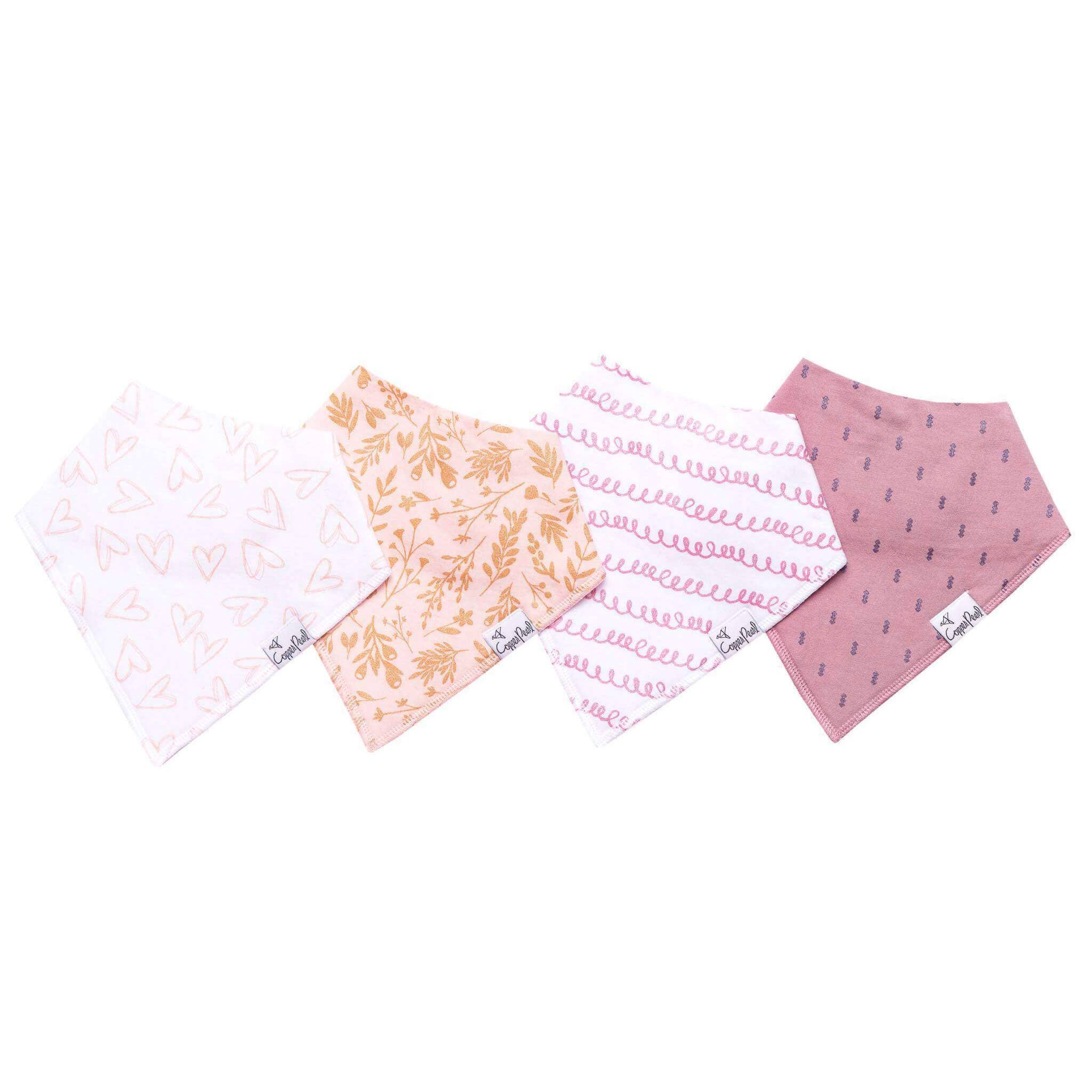 Copper Pearl - 4 Pack Baby Bandana Bibs - Lola