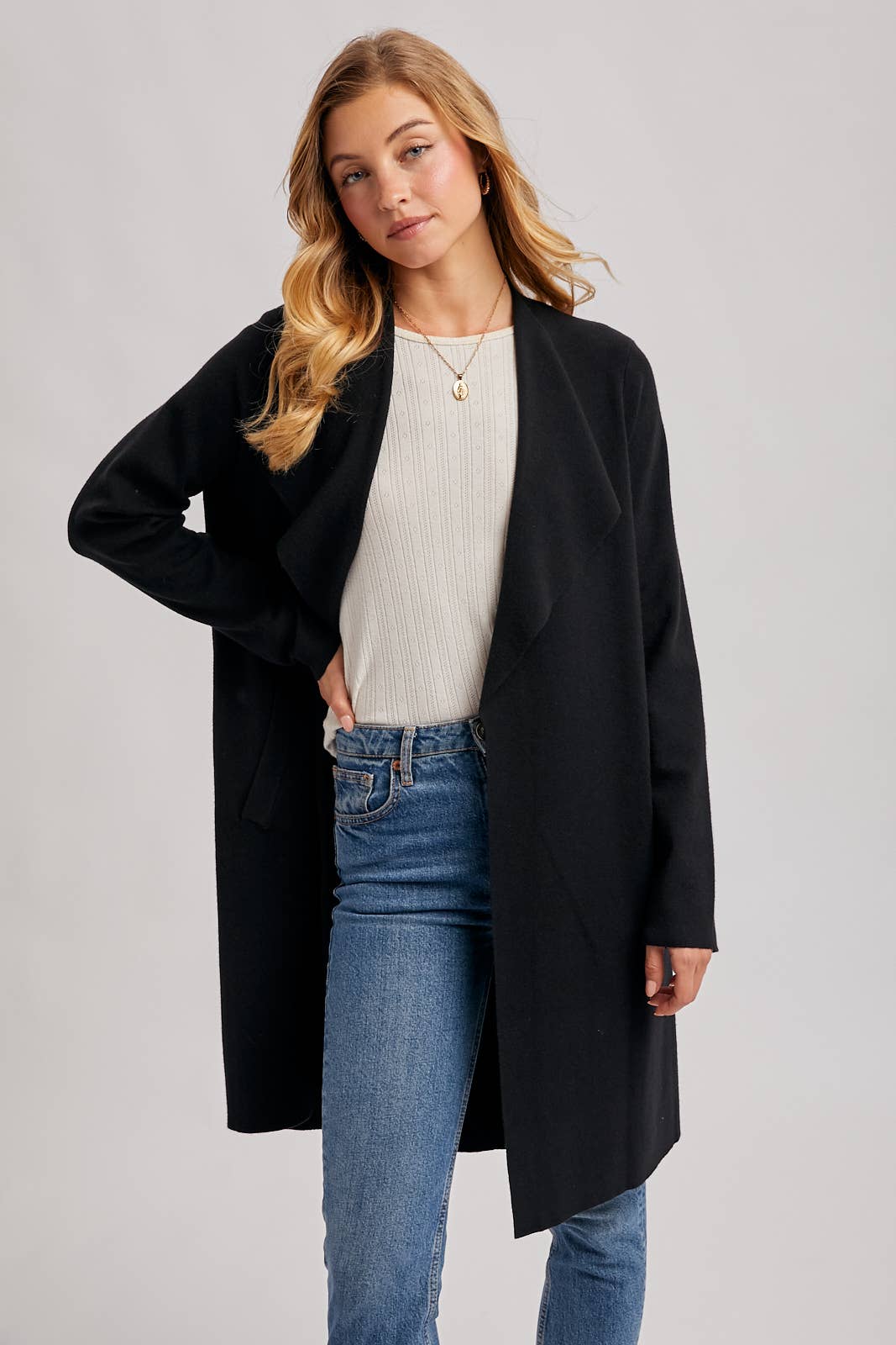 Bluivy - MODERN OPEN FRONT LONGLINE KNIT CARDIGAN