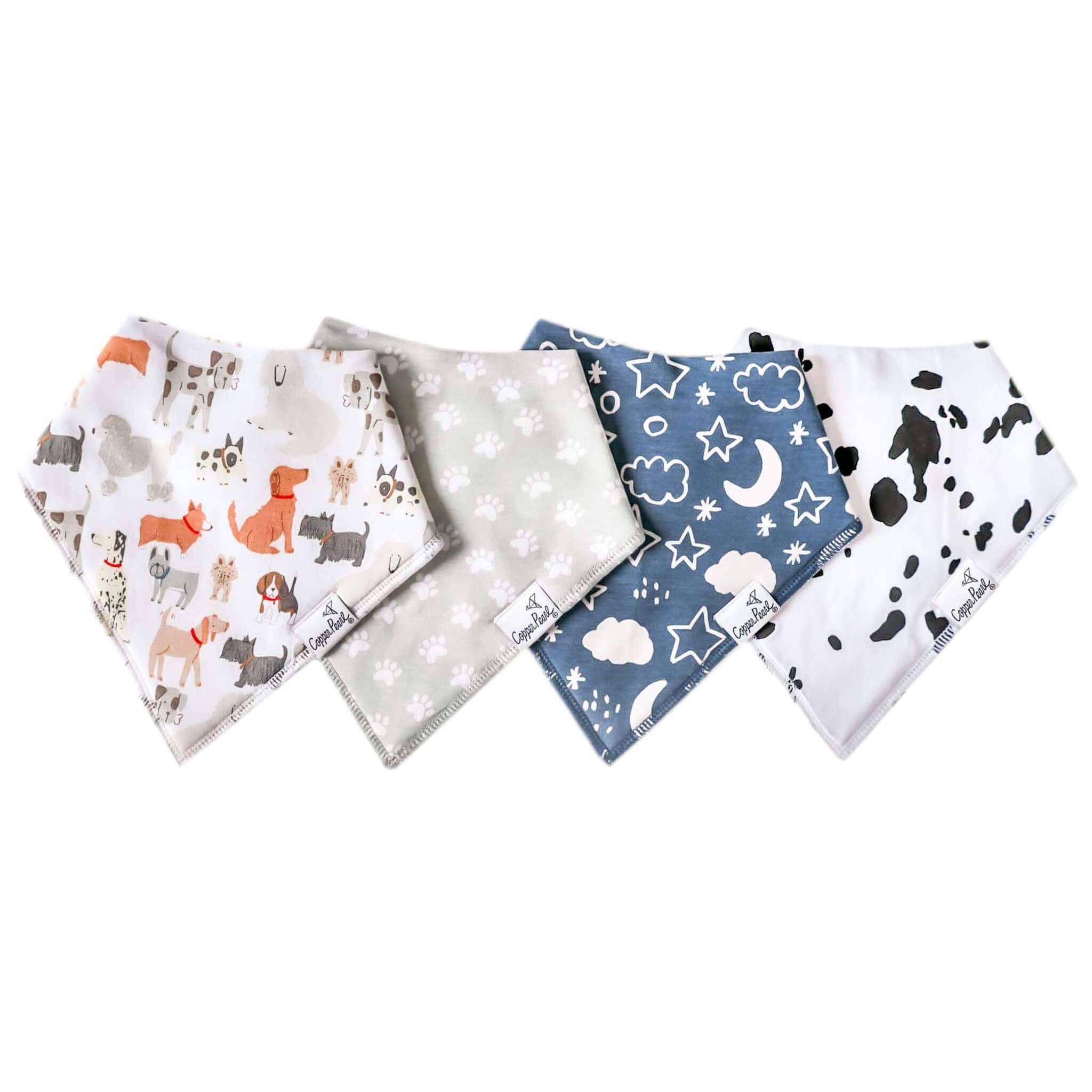 Copper Pearl - 4 Pack Baby Bandana Bibs - Rufus
