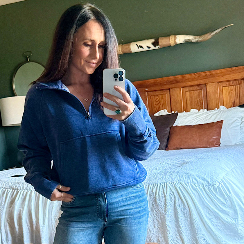 Navy Quarter Zip Pullover