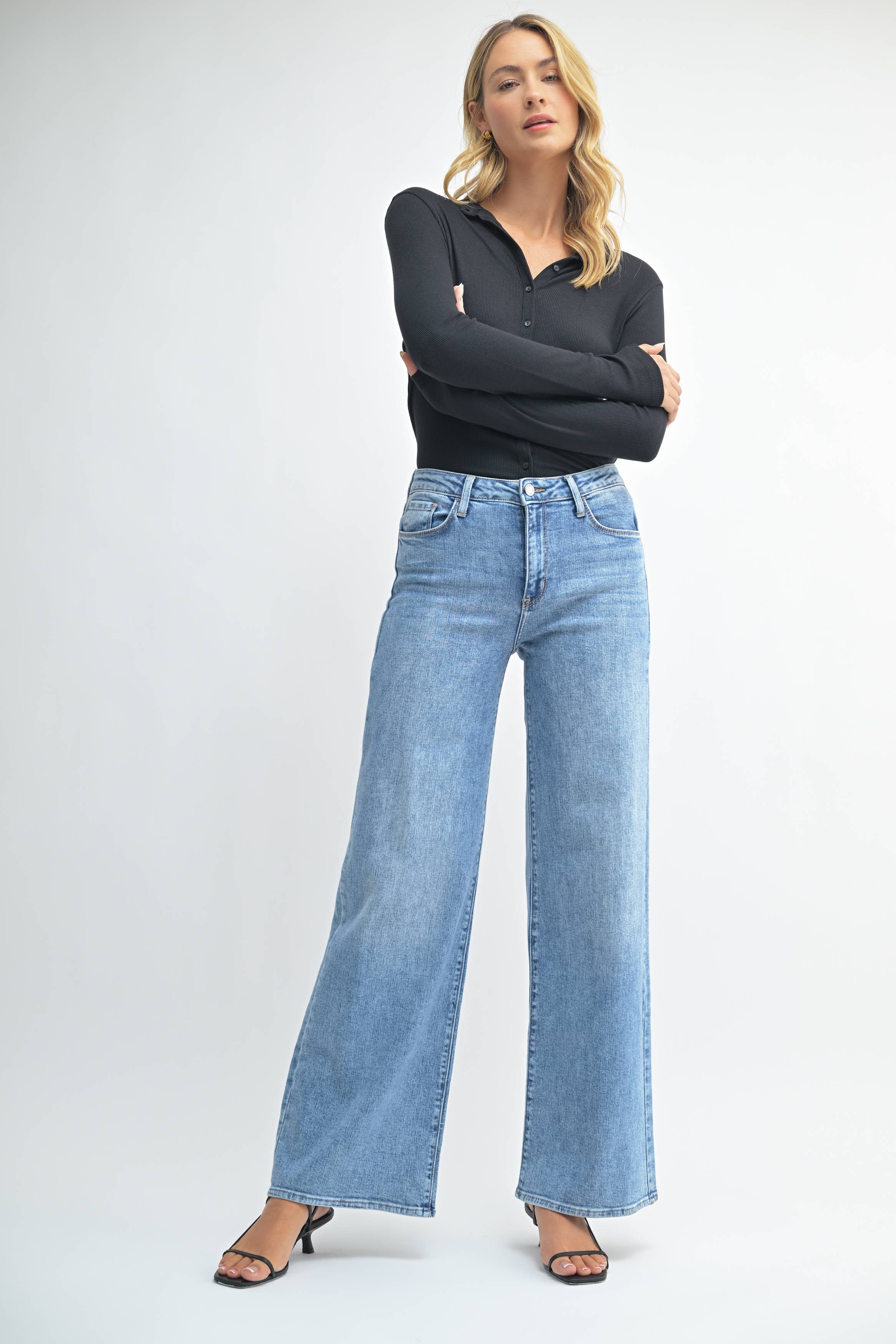 JUST BLACK DENIM Pippa Stretchy Wide Leg 32"