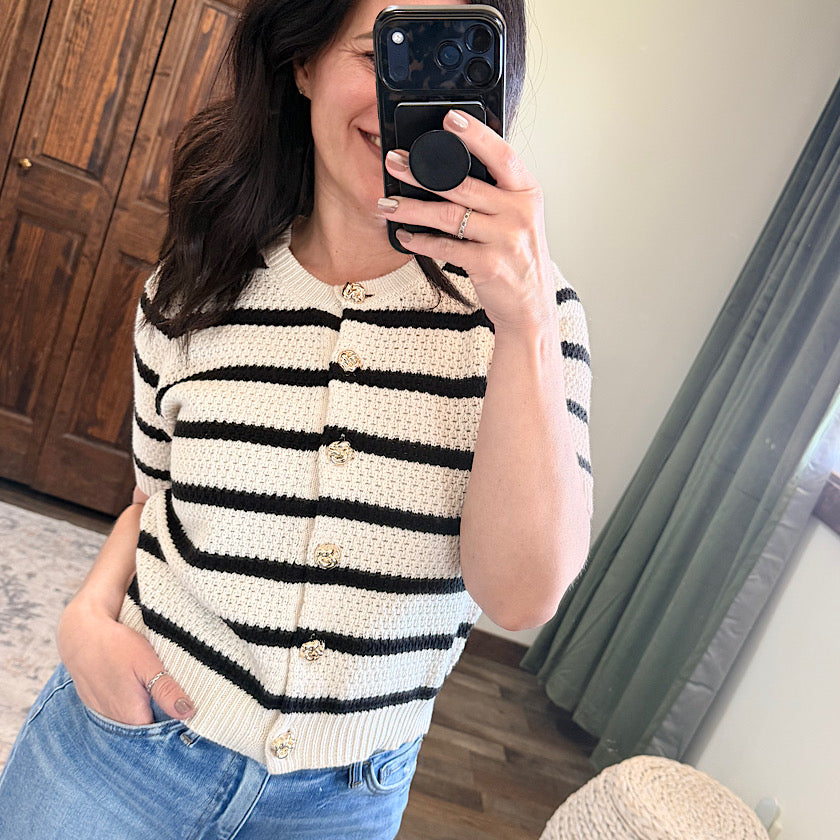 Retro Striped Button-Up Top