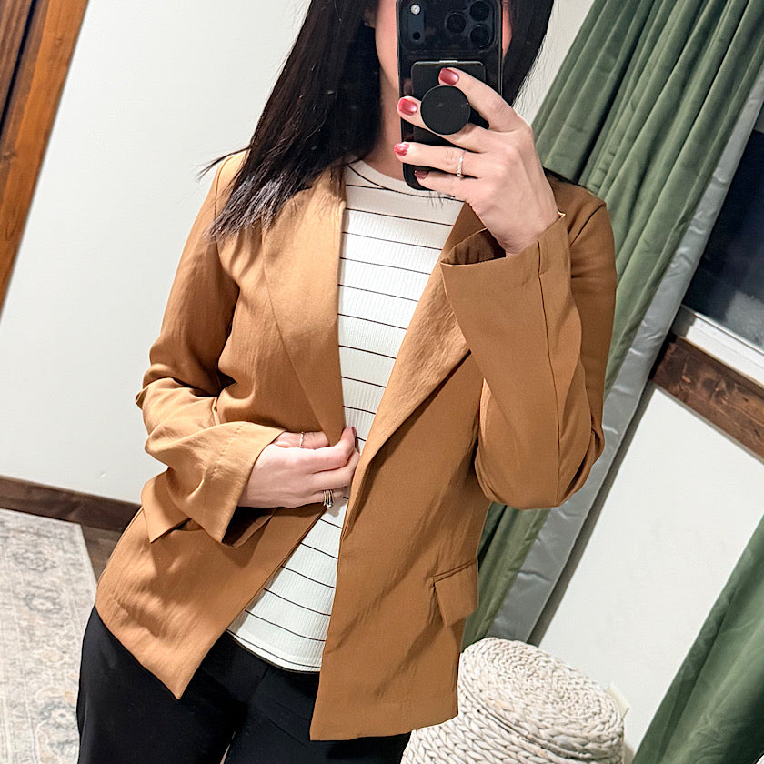 Mocha Open Front Blazer