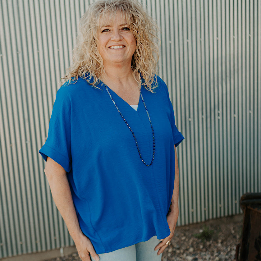 Royal V Neck Top