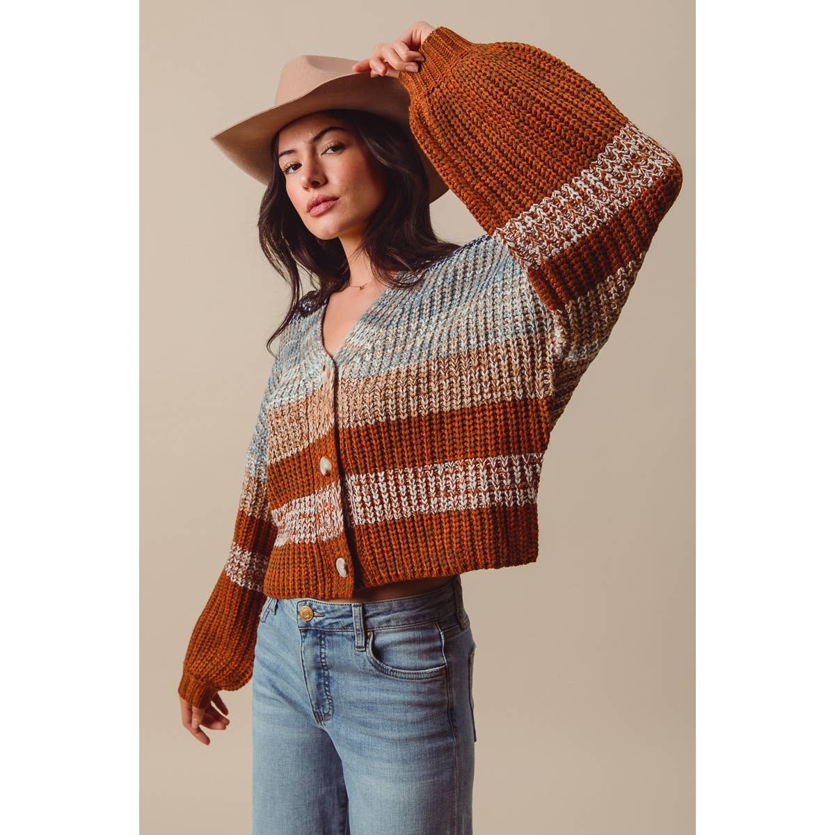 So Me - MULTI COLOR STRIPE SWEATER CARDIGAN