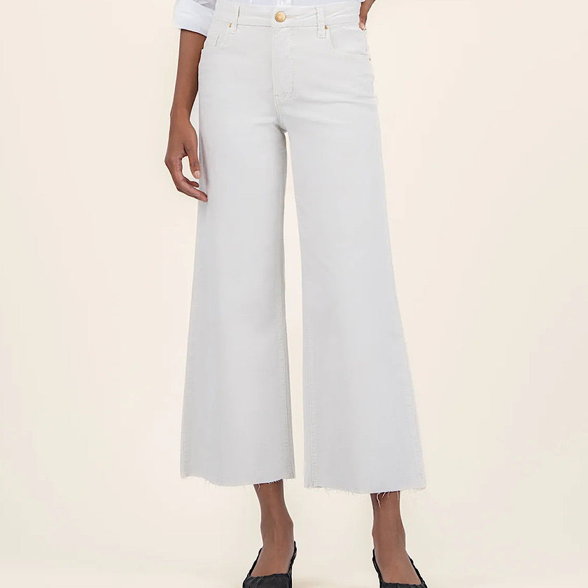 KUT Meg High Rise Velvet Wide Leg in Ecru