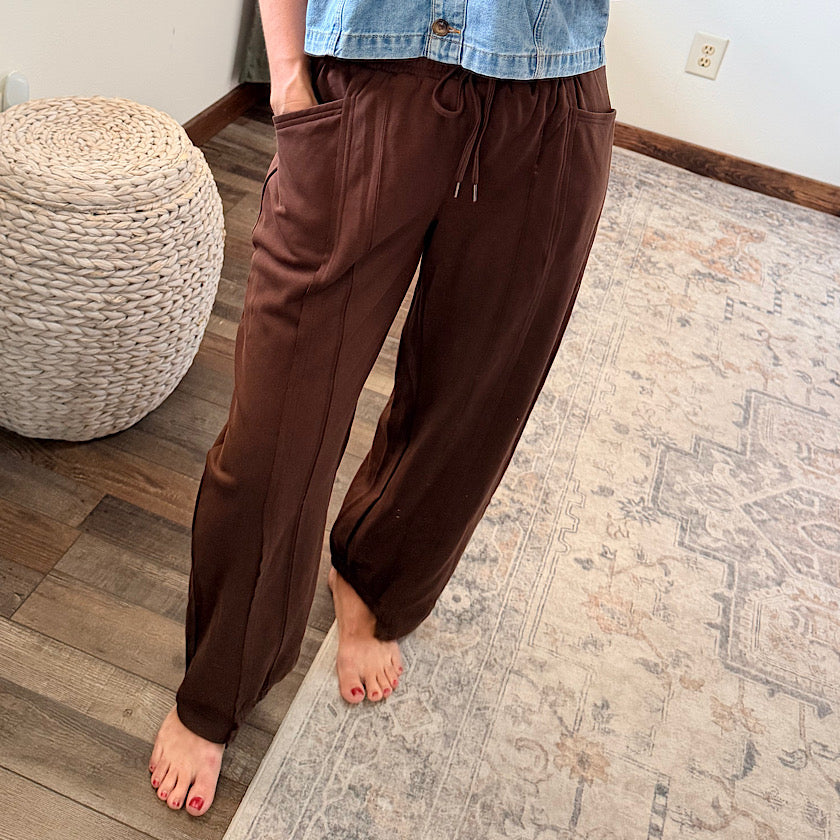 Chocolate Seam Detail Barrel Sweats