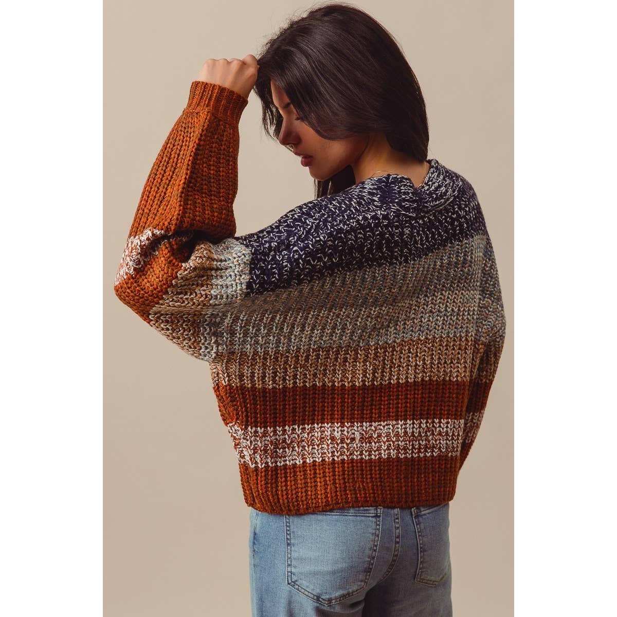 So Me - MULTI COLOR STRIPE SWEATER CARDIGAN