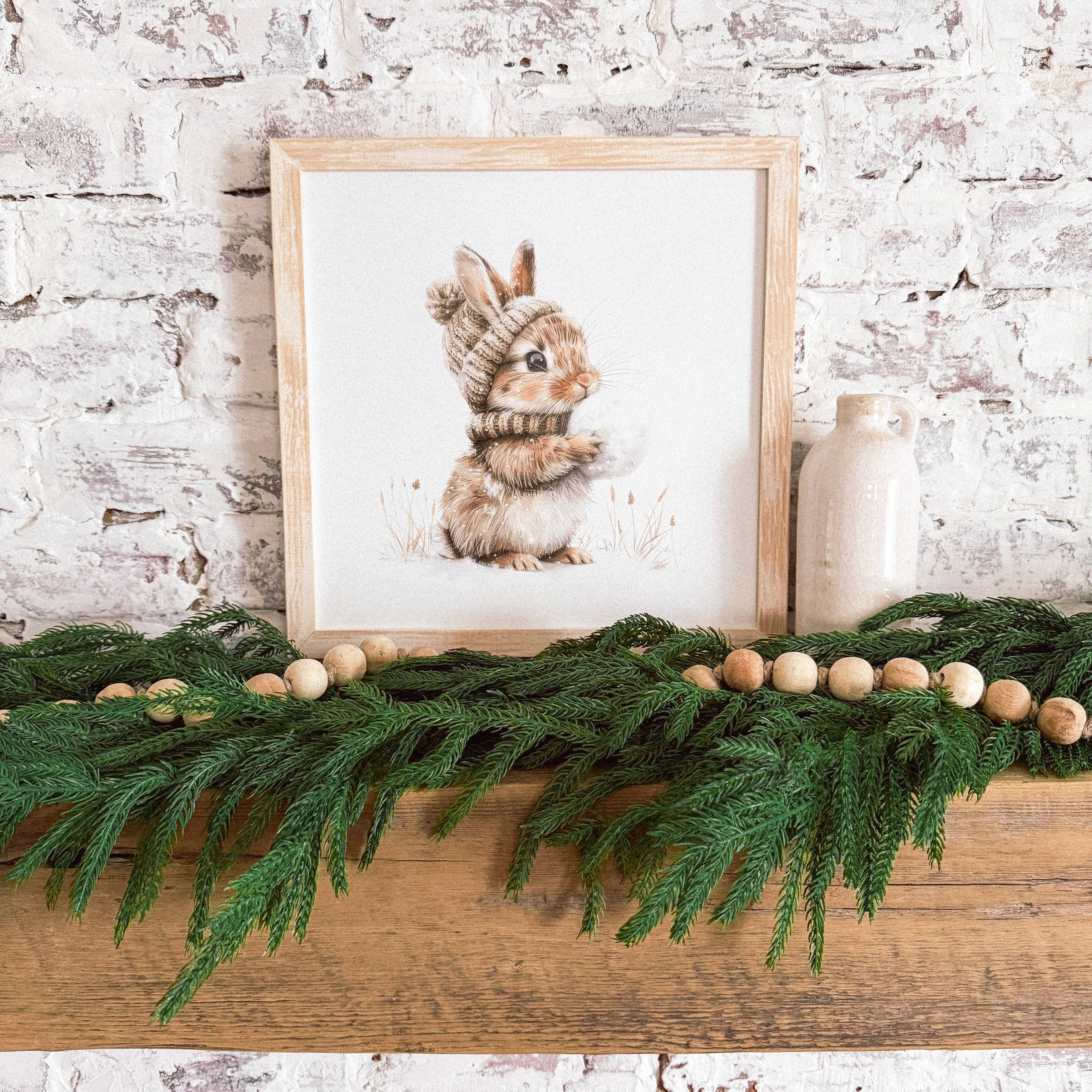 Winter Bunny Wood Sign