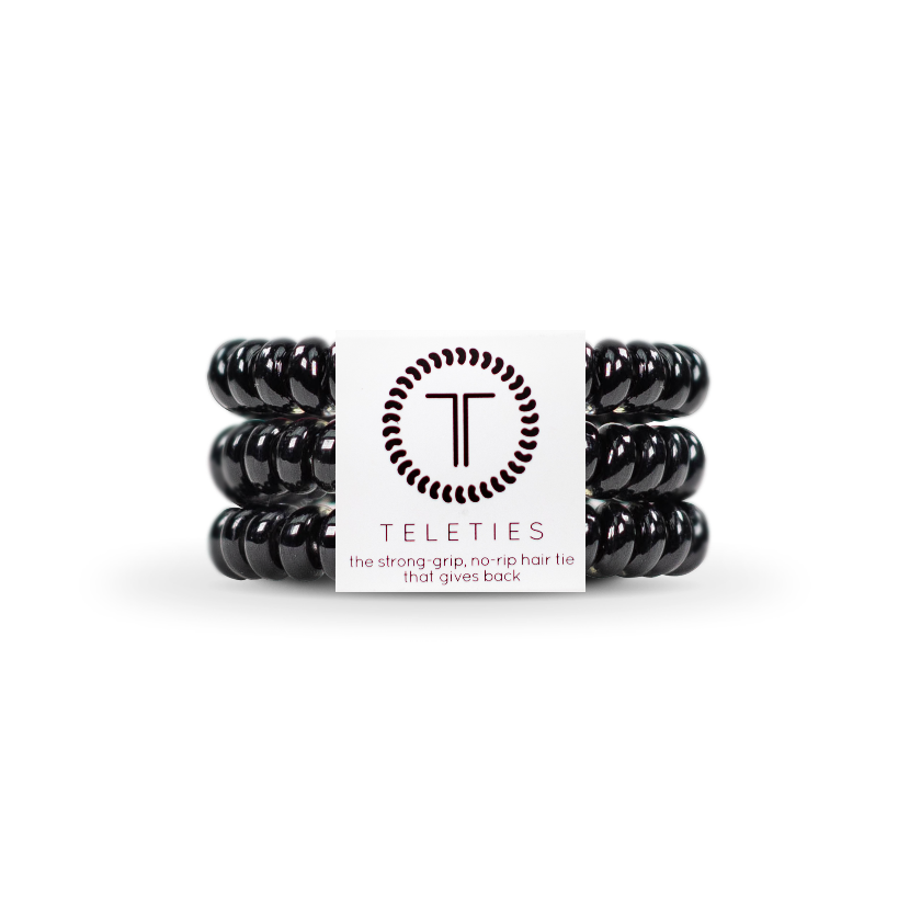 TELETIES - Spiral Hair Coils | Small | Jet Black Hair Ties