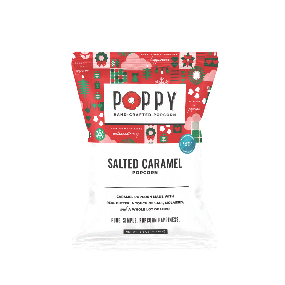 Poppy Hand-Crafted Popcorn - Holiday Salted Caramel Snack Bag