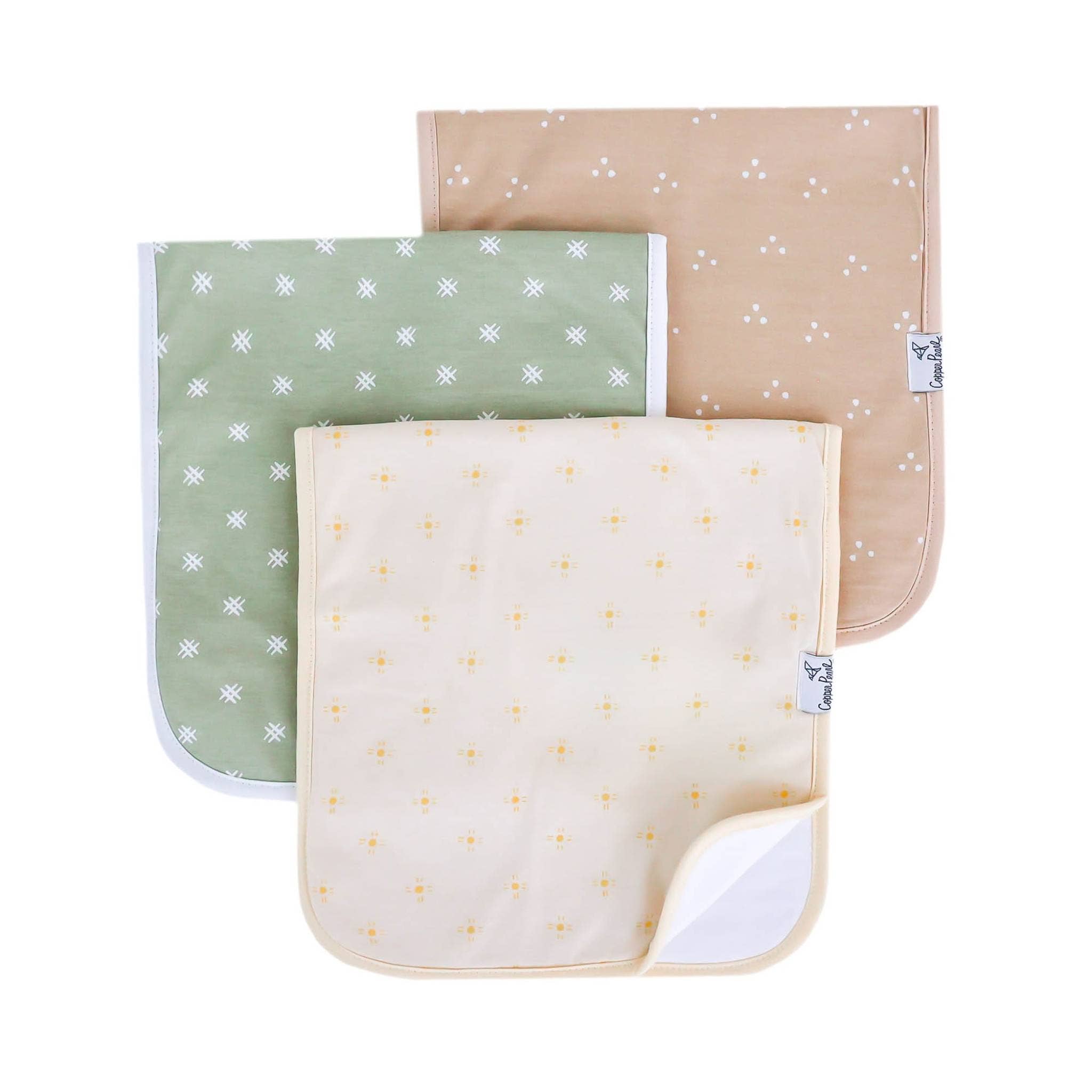 Copper Pearl - 3 Pack Premium Burp Cloths - Santa Fe