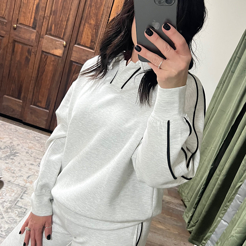 Lt Grey/Black Modal Polo Top