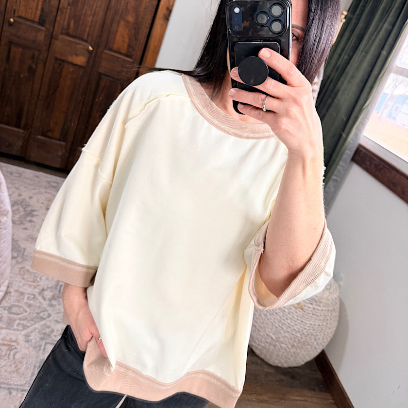 Ivory Mineral-Washed French Terry Top