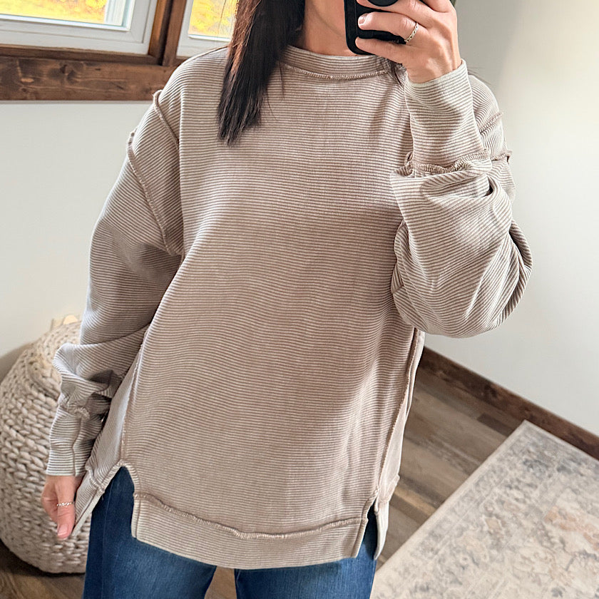Cocoa Acid Wash Ribbed Top