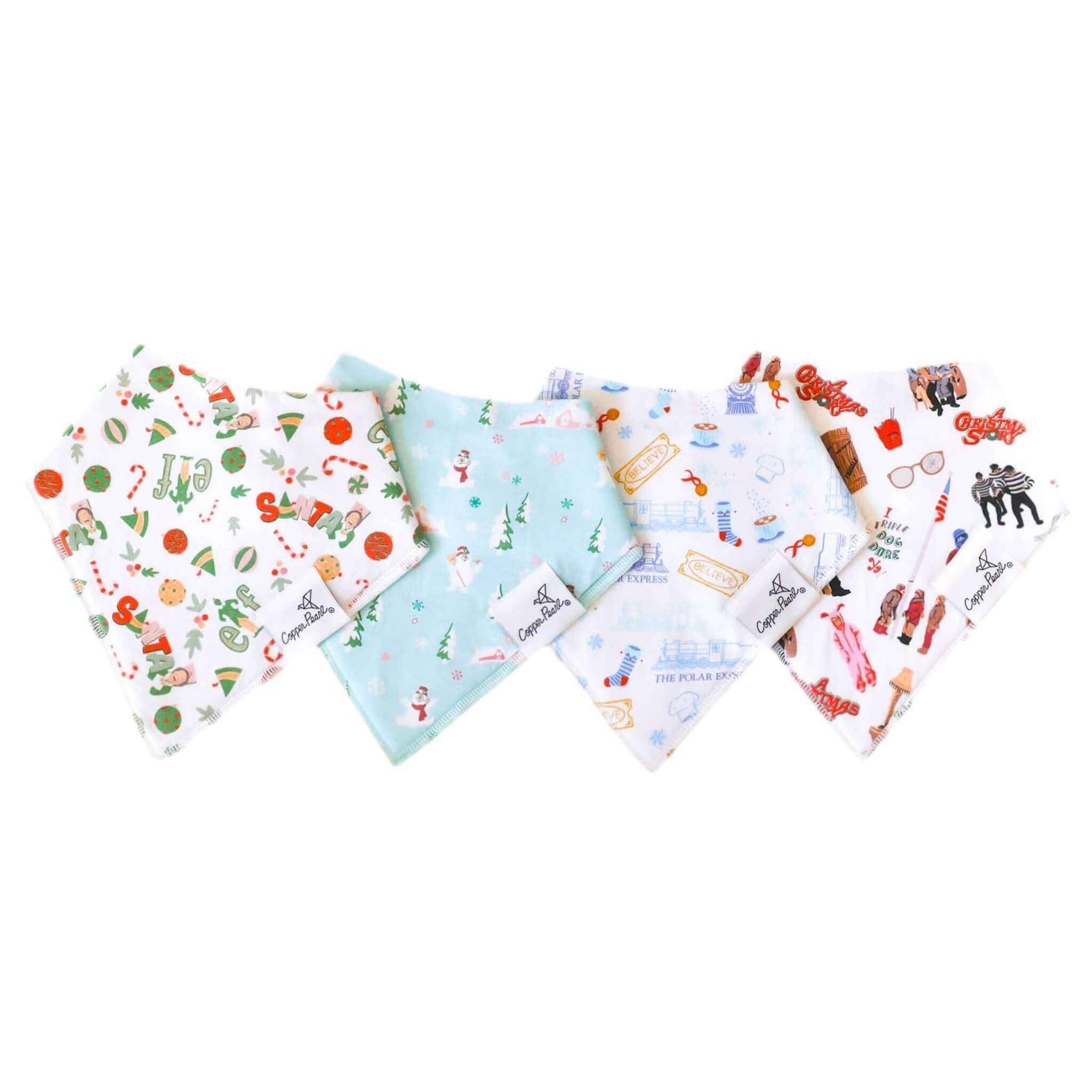 Copper Pearl - 4 Pack Baby Bandana Bibs - Christmas Classics