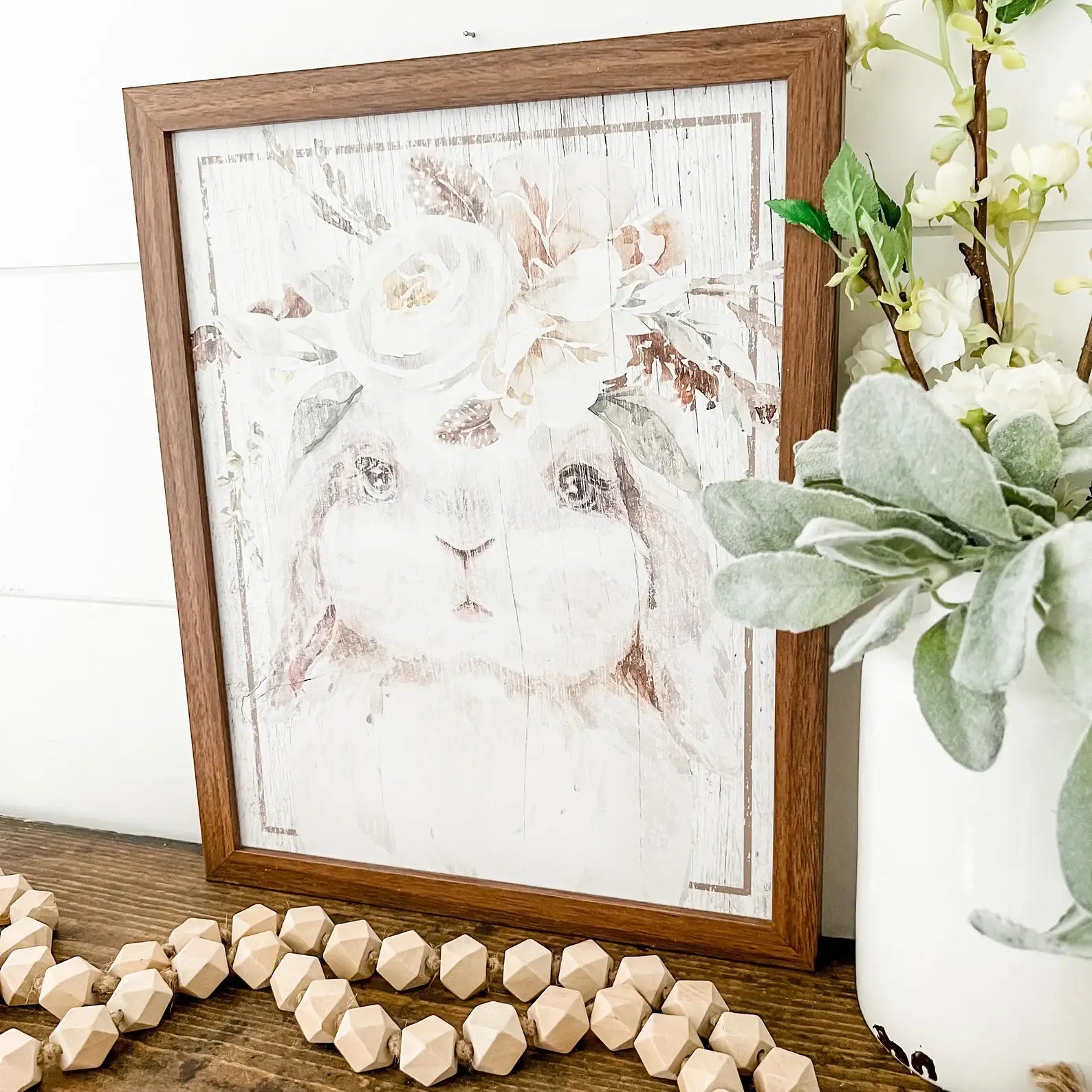 WillowBee Signs & Designs - Bunny with Flower Crown Spring Sign