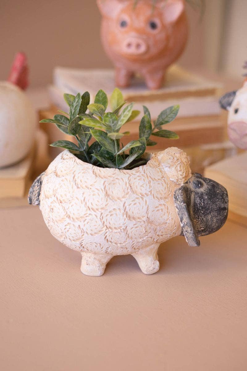 Kalalou - SET OF FOUR SHEEP, COW, CHICKEN AND PIG PLANTERS