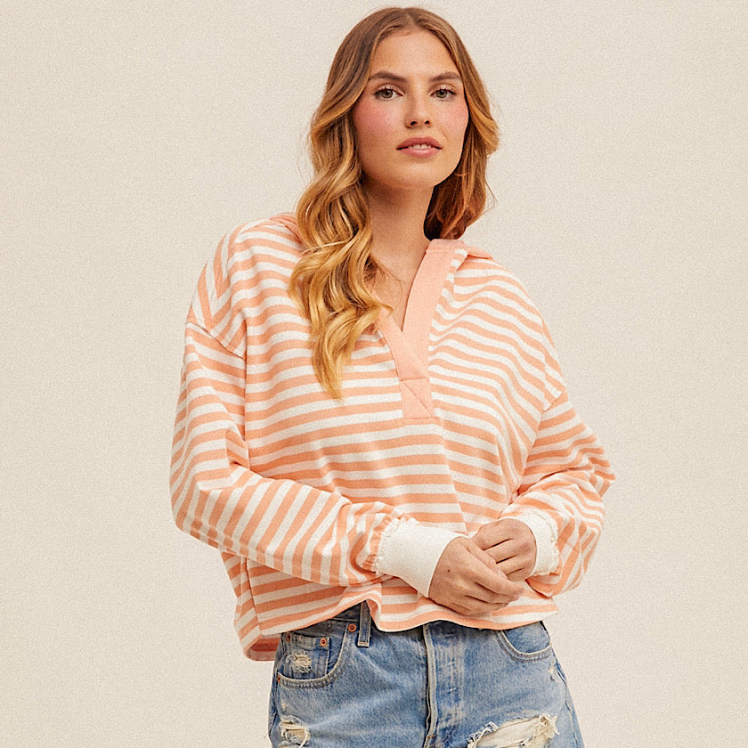 Coral Stripe Hoodie
