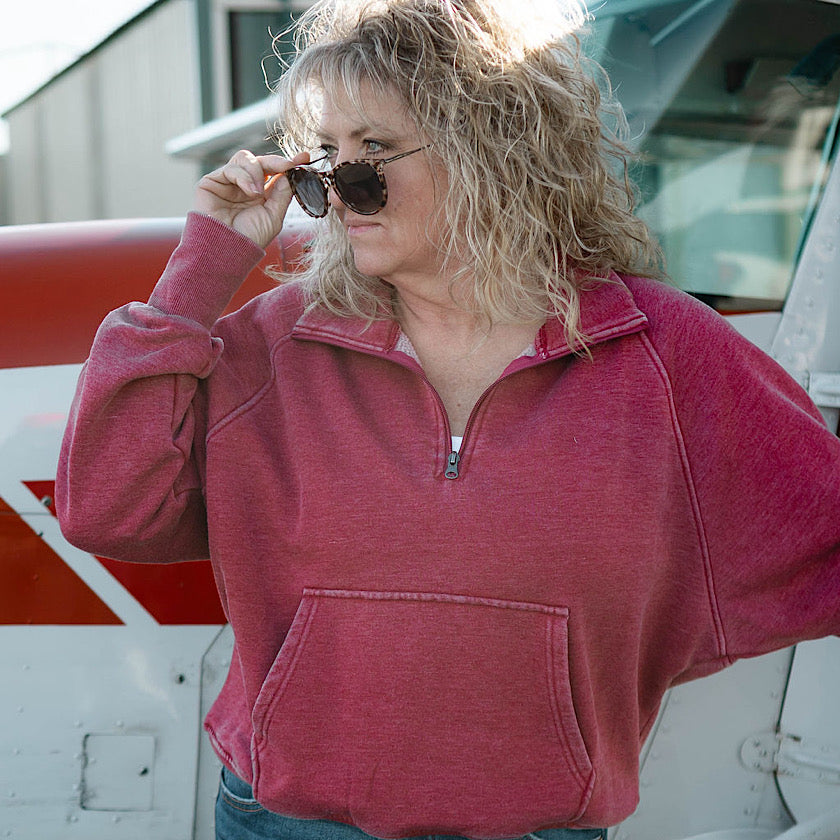 Wine Quarter Zip Pullover