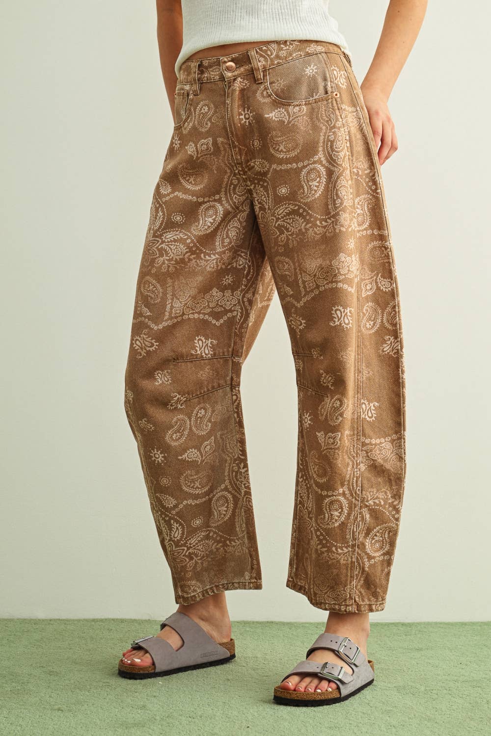 MIOU MUSE - P6317   PAISLEY PRINT WASHED PANTS