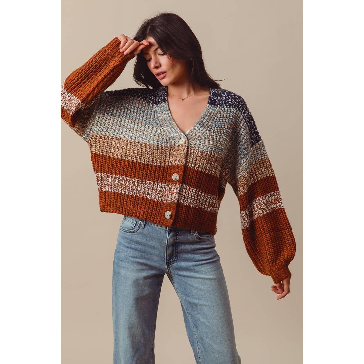 So Me - MULTI COLOR STRIPE SWEATER CARDIGAN