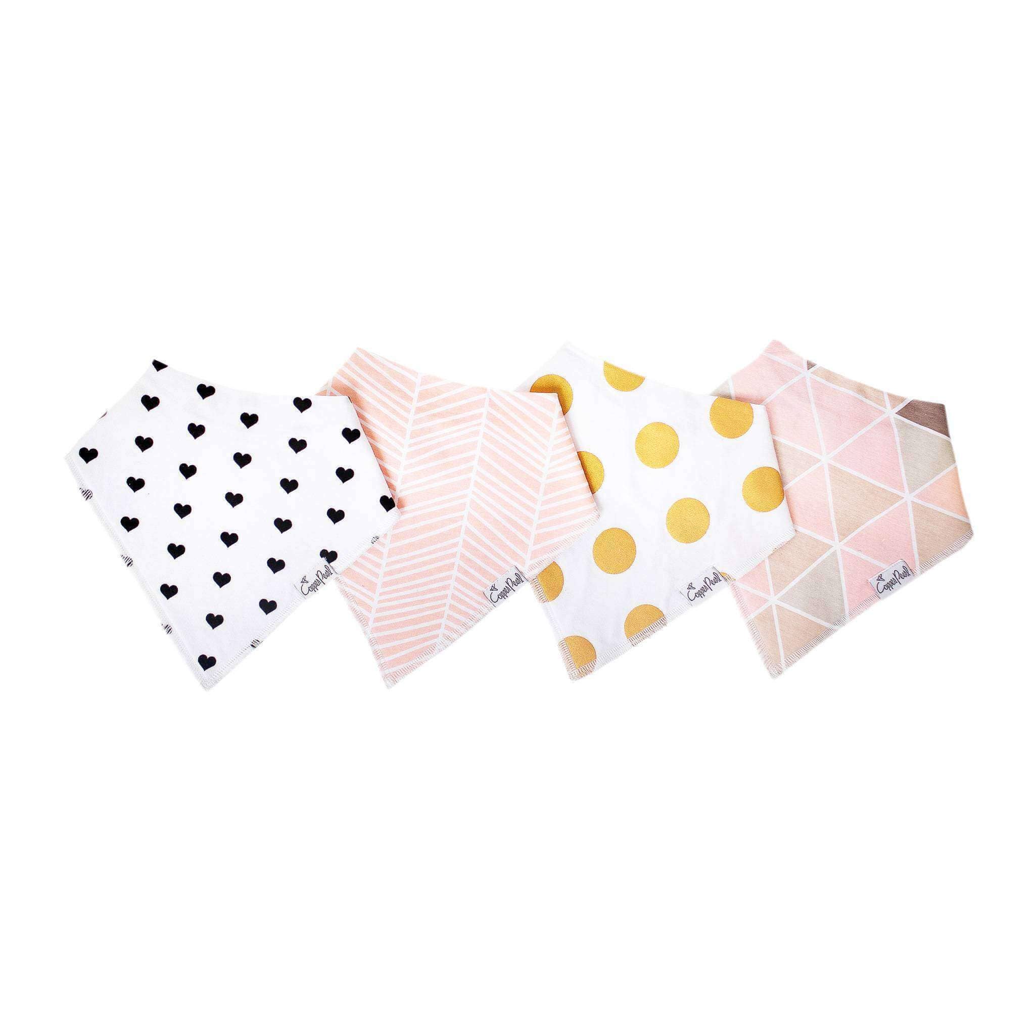 Copper Pearl - 4 Pack Baby Bandana Bibs - Blush