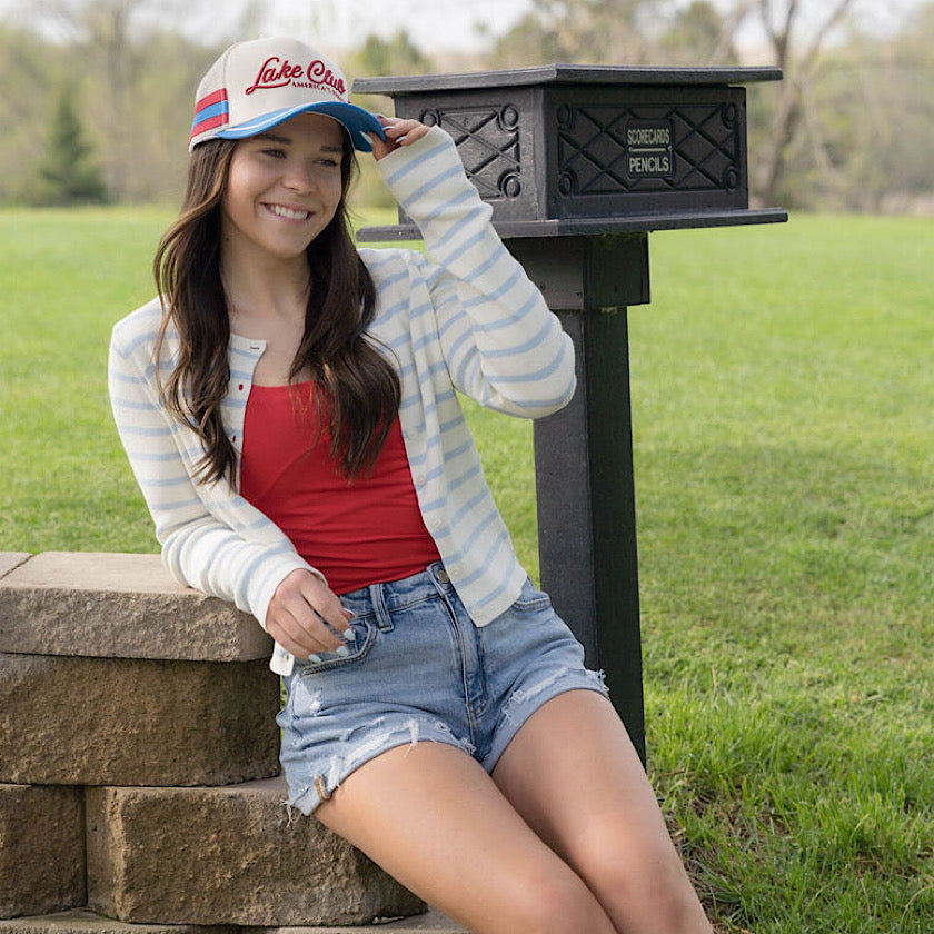 Ice Blue Striped Cardigan