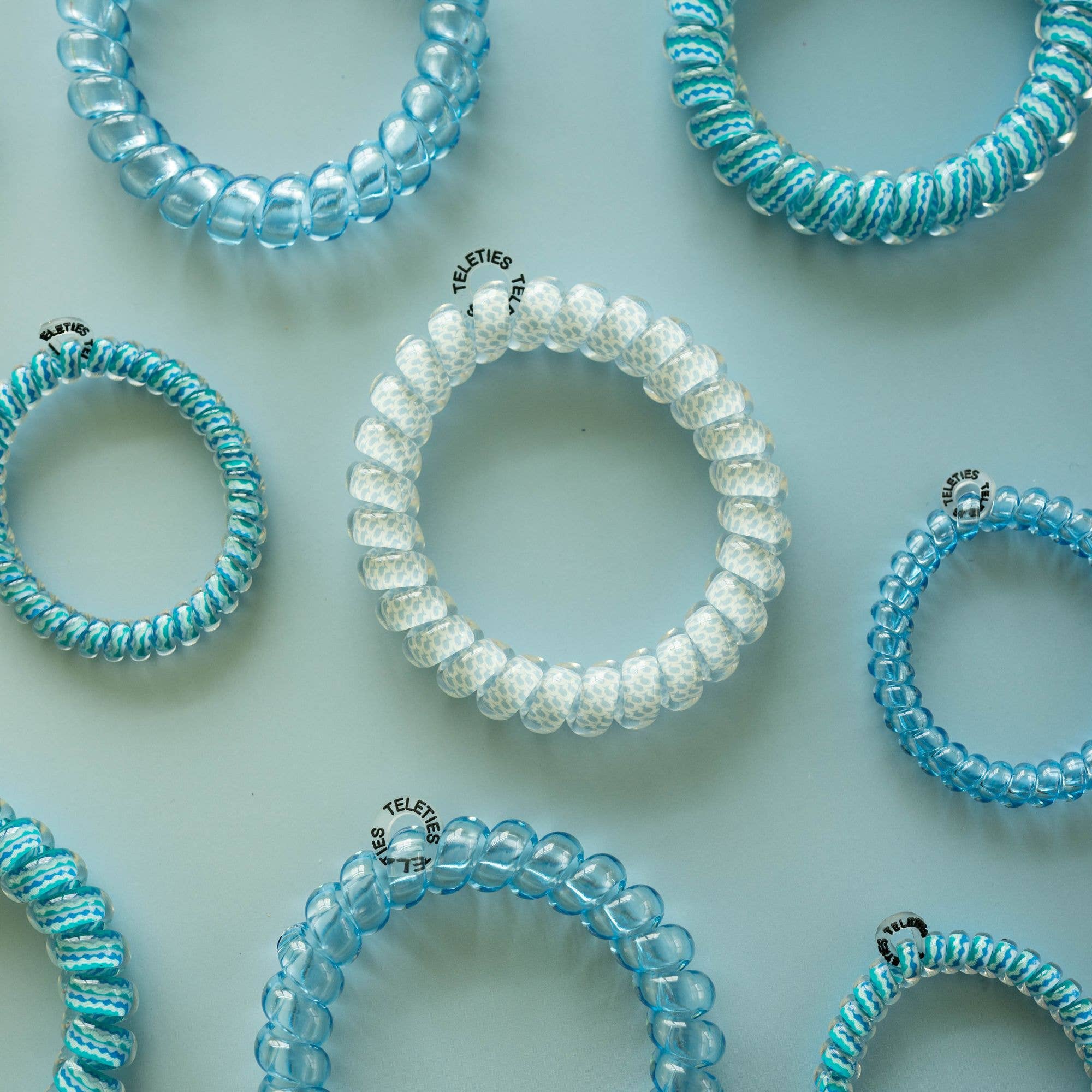 TELETIES - Spiral Hair Coils | Large | Summer Sky Hair Ties