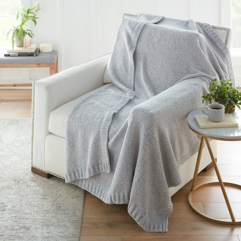 Heathered Grey Cozy Knit Throw 60" x 70"