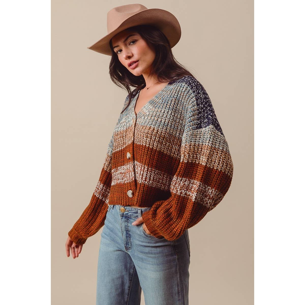 So Me - MULTI COLOR STRIPE SWEATER CARDIGAN