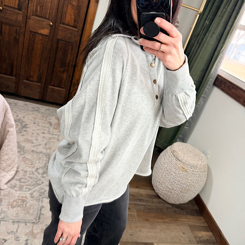 Marley Snap Sweatshirt-Vintage Gray