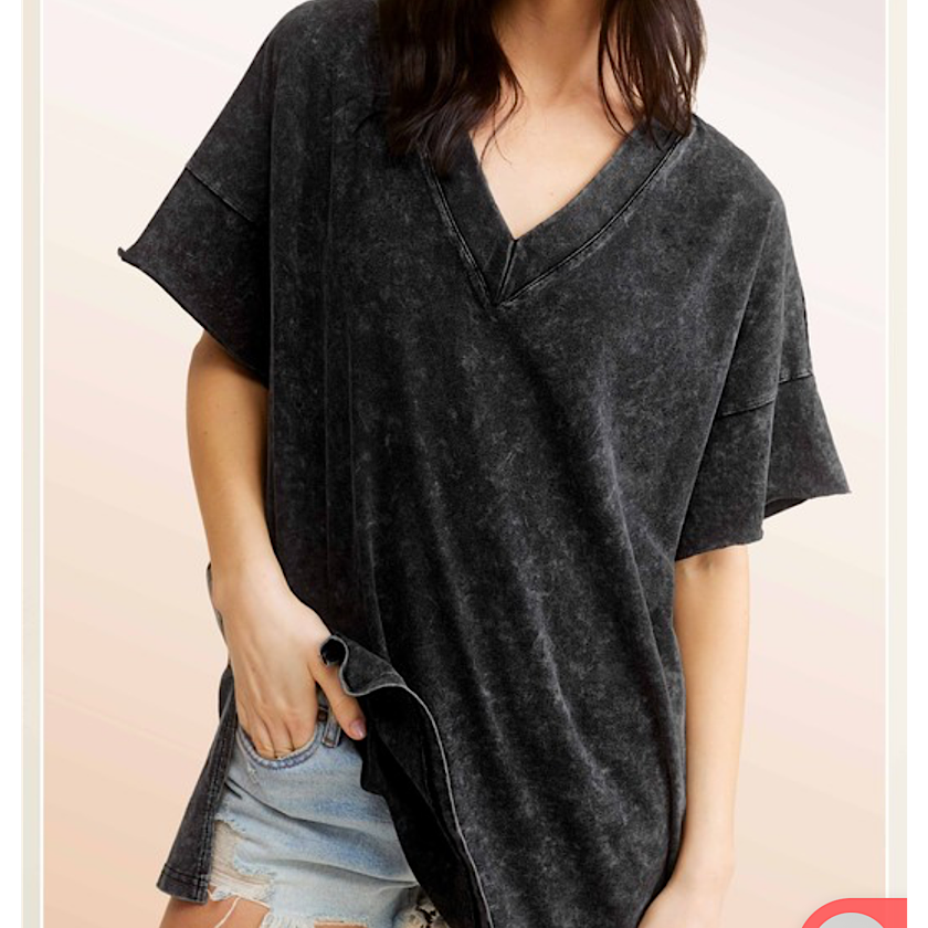 Black V Neck Oversized Top