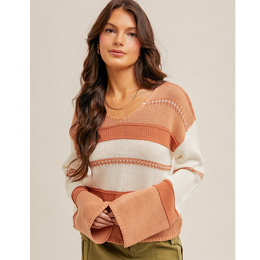 Rust Multi Stripe Sweater