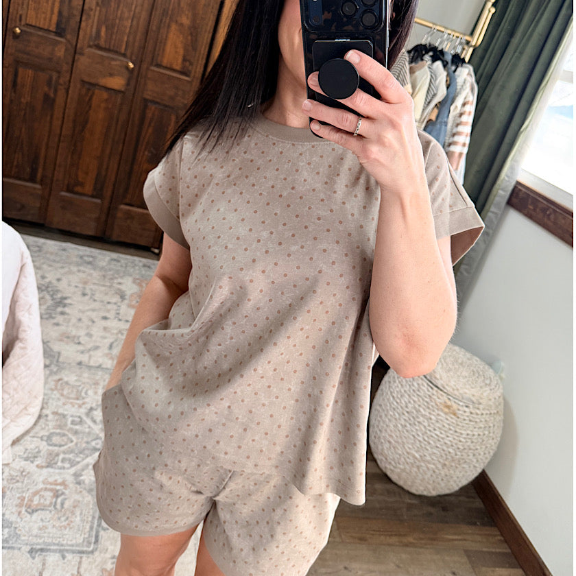 Polka Dot Short Sleeve Top/Shorts Set