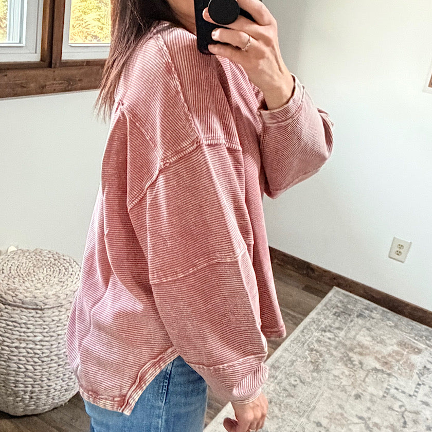 Winter Rose Exposed Seam Pullover