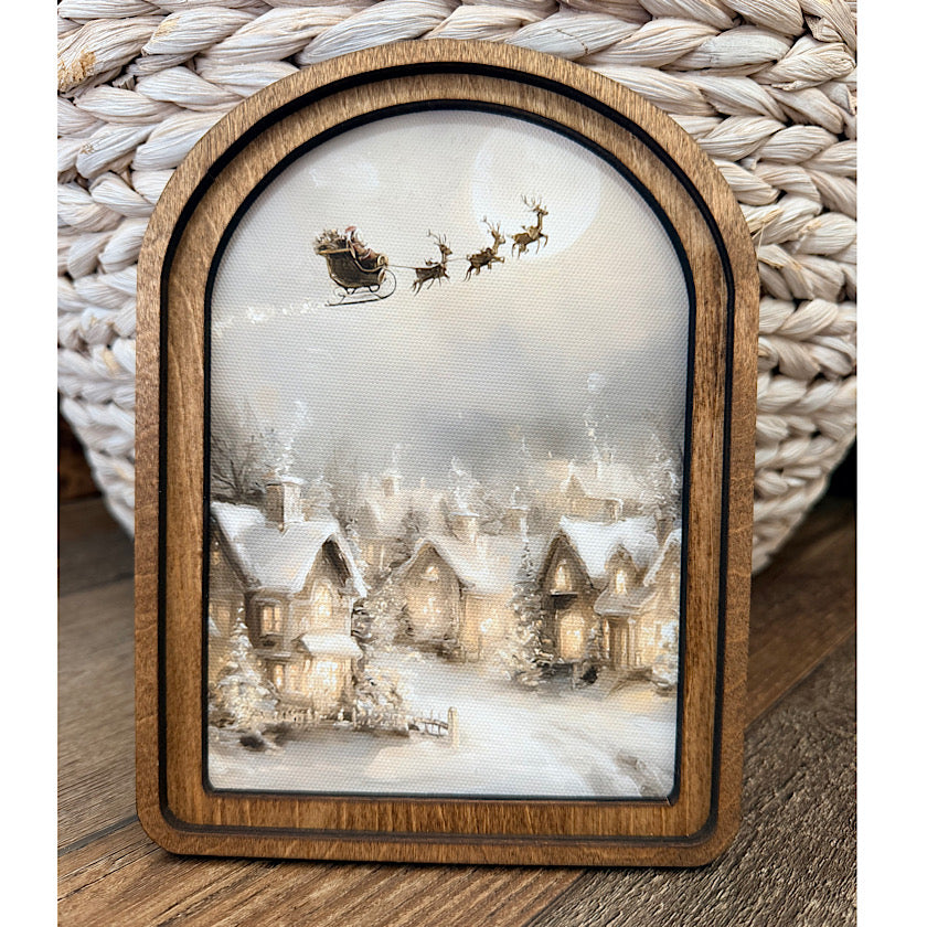 Arch Top Flying Sleigh Framed Art