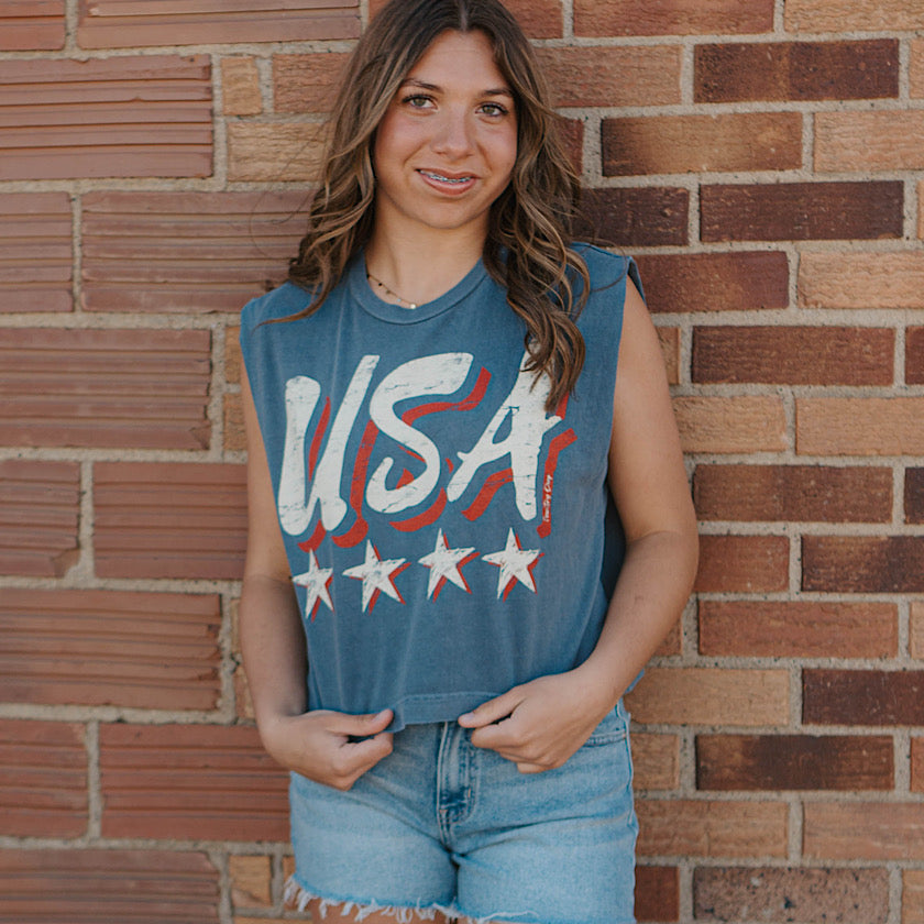 USA Stars Boxy Muscle Tee