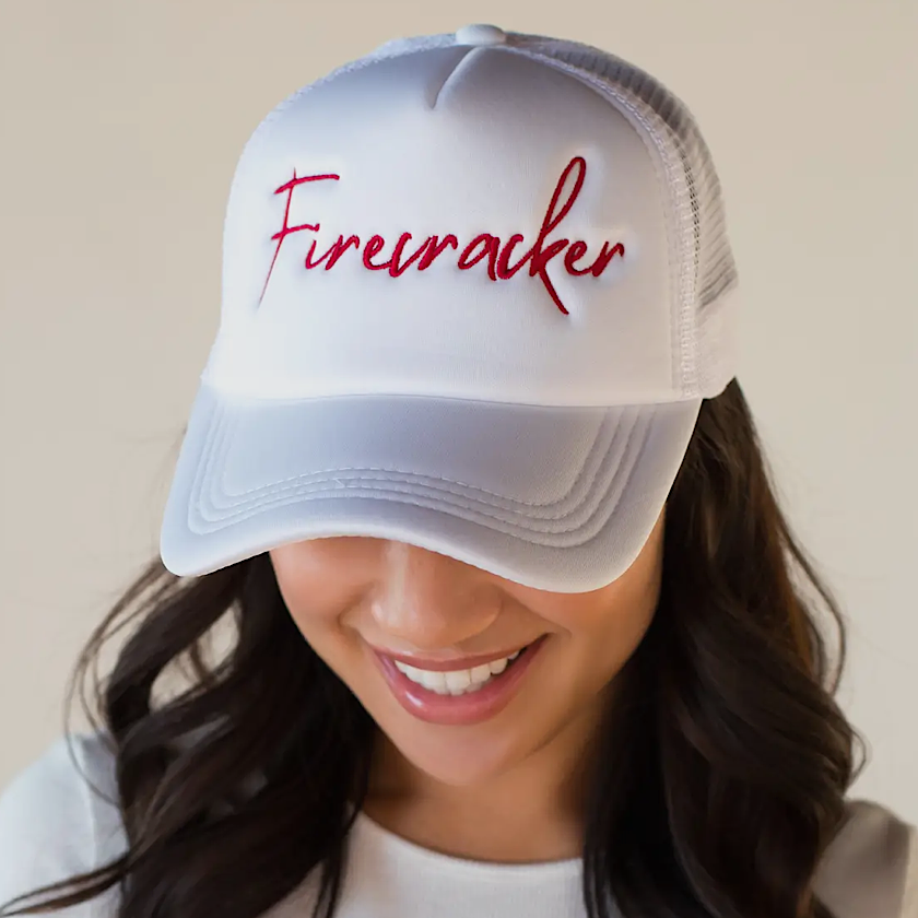 White Firecracker Trucker Hat