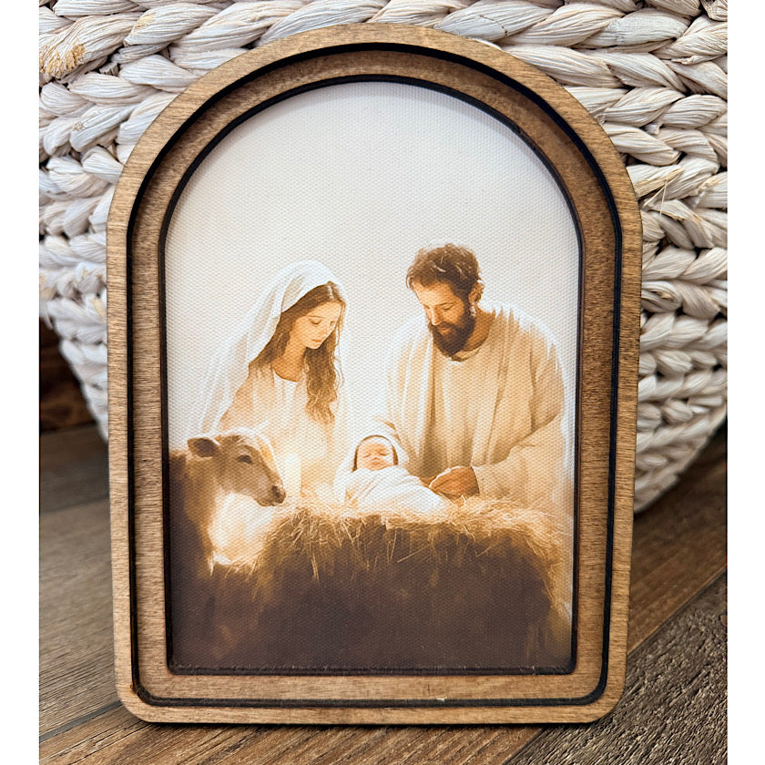Arch Top Nativity Framed Art