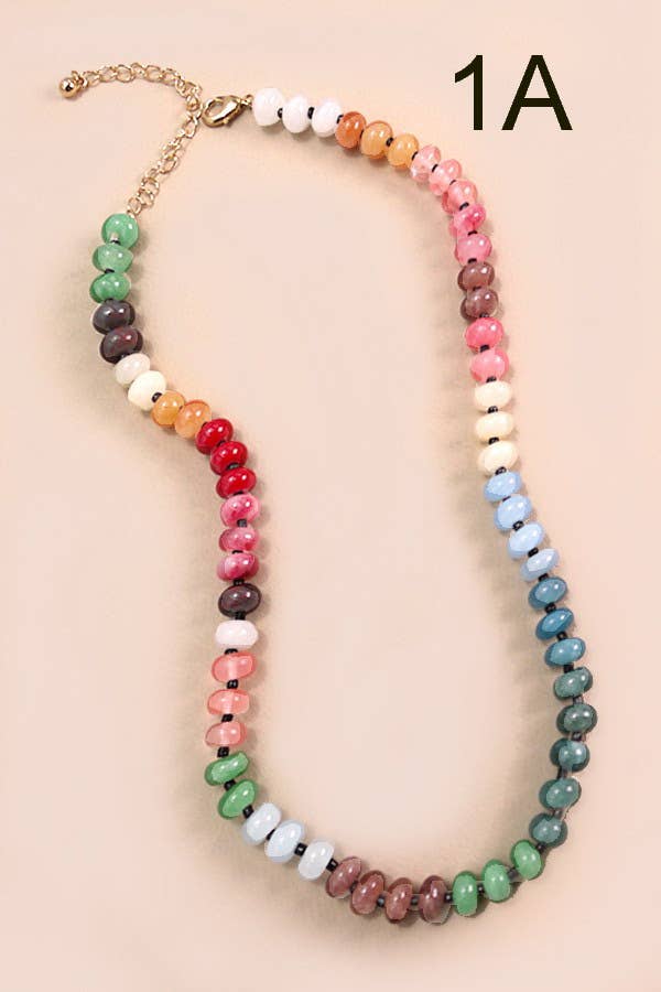 AGATE GLASS SEMI PRECIOUS BEAD NECKLACE