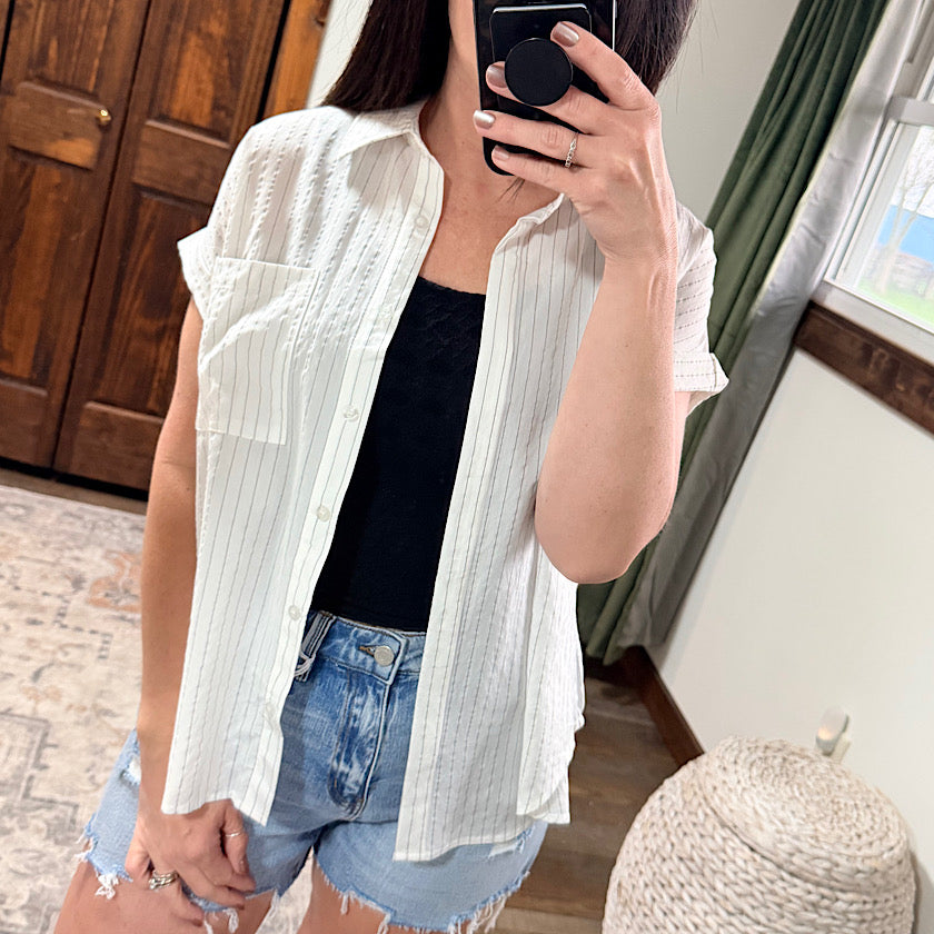 Pinstripe Collared Shirt