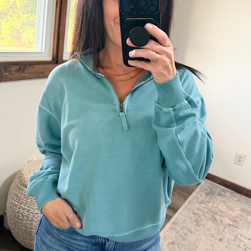Blue Grey Half Zip Pullover