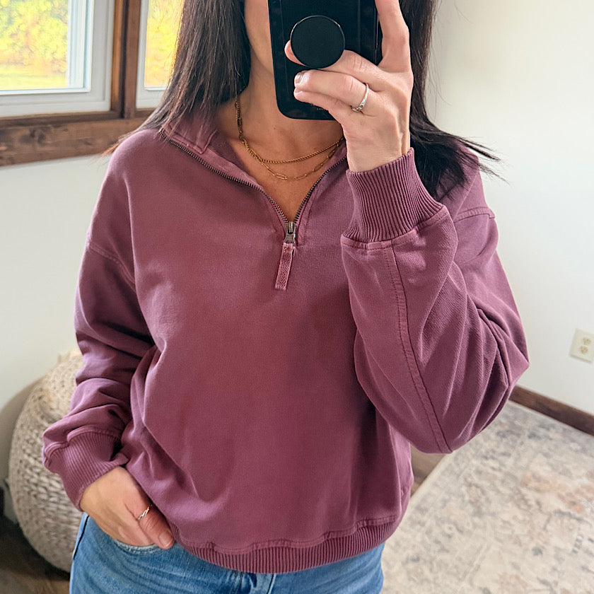 Eggplant Half Zip Pullover