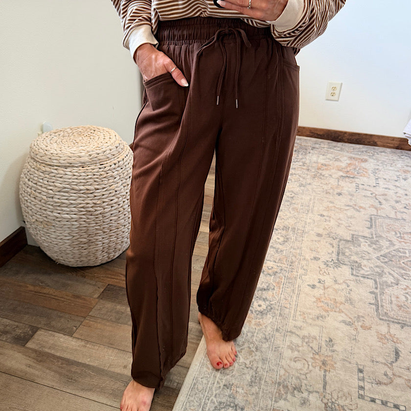 Chocolate Seam Detail Barrel Sweats