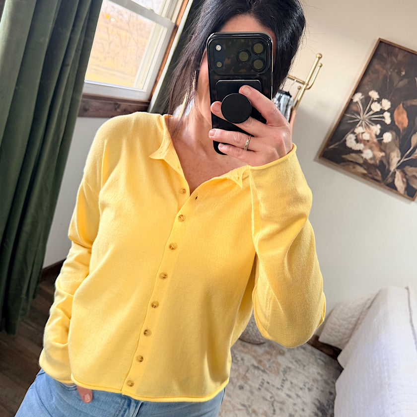 Yellow Button Up Cardigan